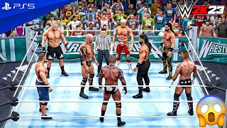 WWE 2K23  Roman Reigns vs The Rock vs Brock Lesnar vs Cena vs Orton vs Rollins vs Punk vs Rhodes [upl. by Lekym]