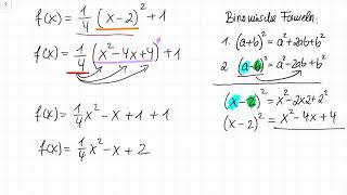 Quadratische Funktionen  Umformung Scheitelpunktform zu Polynomform [upl. by Trygve]