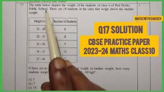 Q17 solution practice paper cbse 202324 class10 maths class10 cbse sample paper 2024 Q17 solution [upl. by Aiynat]