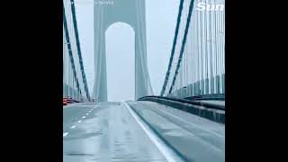 See how VerrazanoNarrows Bridge swings up and down after high intensity wind hitted New York city [upl. by Dixie]