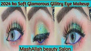 Trendy 2024 Soft Glamorous Glitry Eye Makeup Tutorial Winged Eyeliner lagane ka asan tareekamakeup [upl. by Kasevich]