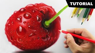 Drawing CHERRY with Color pencil  Tutorial for BEGINNERS [upl. by Leirda]