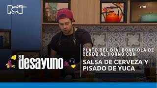 El Desayuno  Bondiola de cerdo al horno con salsa de cerveza y pisado de yuca [upl. by Neerod]