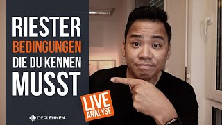 Riester Bedingungen die Du kennen musst  LIVE ANALYSE [upl. by Sapienza]