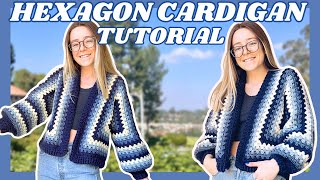 Crochet Hexagon Cardigan TUTORIAL How To Crochet A Granny Hexagon Cardigan 💙  Hooks and Heelers [upl. by Bogoch]