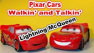 Pixar Cars Lightning McQueen  Walkin and Talkin Lightning McQueen Open Box Demo [upl. by Akkina929]