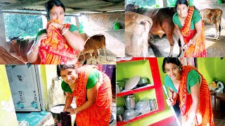 Ajke kaj karte karte ektu emotional hoi porlam kalyanivlogs5548 Washing Cleaning cow milkig [upl. by Accever]