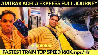 Americas FASTEST TRAIN AMTRAK ACELA Express Journey in Business Class  160Kmhr TOP SPEED 😲😲 [upl. by Itnuahsa]