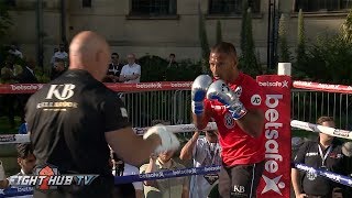 KELL BROOK LOOKING SHARP STRONG STRAIGHT RIGHT HANDS ON MITTS  BROOK VS SPENCE MEDIA WORKOUT [upl. by Nwahc]