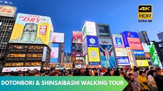 OSAKA MOST FAMOUS Dotonbori Shinsaibashi 道頓堀 心斎橋 Walking Tour 4K60 HDR [upl. by Tnerual964]