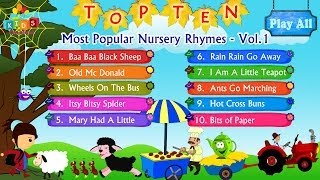 Top 10  Ten Most Popular Nursery Rhymes Collection Vol 1 with Lyrics  Kids Videos For Kids [upl. by Gustin187]