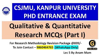 Qualitative amp Quantitative Research Part I  Research Methodology  CSJM Kanpur PhD 2024 [upl. by Gustave]