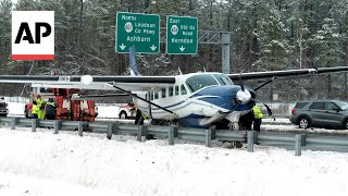 Plane makes emergency landing on Virginia highway [upl. by O'Mahony]