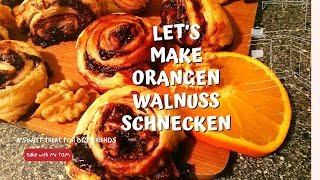 Walnuss Schnecken mit Schoko Orangen leckeres Gebäck Resteverwertung Kochen lernen mit Tom [upl. by Fidelis607]