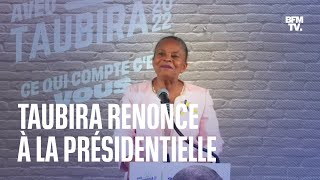 Christiane Taubira annonce mettre fin à sa campagne présidentielle faute de parrainages suffisants [upl. by Hollinger172]