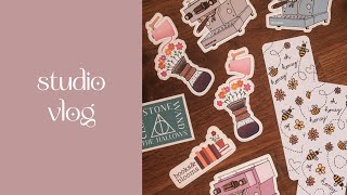 Coffee and Spring Themed Stickers and Bookmarks  Studio Vlog 006 [upl. by Kcaz]