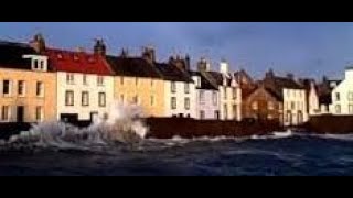 Winter Storm Waves Shore Street On History Visit To Anstruther East Neuk Of Fife Scotland [upl. by Antonino183]