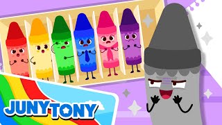 The Naughty Gray Crayon  Lost Color Song  Color Songs  Funny Kids Songs  JunyTony [upl. by Ymeraj575]