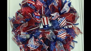 How to make a ruffle deco mesh wreath Patriotic wreath to show off your patriotism [upl. by Nosnehpets163]