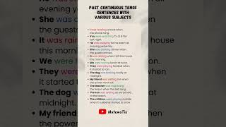 Past Continuous Tense Sentences englishgrammar [upl. by Aiciled956]