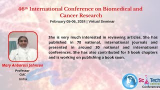 Mary Anbarasi Johnson  CMC  India  SciTech BiomedCancer 2024 [upl. by Pilar606]