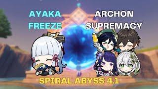 AYAKA FREEZE x FULL ARCHON TEAM  Genshin Impact Spiral Abyss Floor 12 Version 41 [upl. by Ahsaet803]