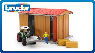 Bruder Toys bworld Farming Machine Hall with Figure 62620 [upl. by Merrile]