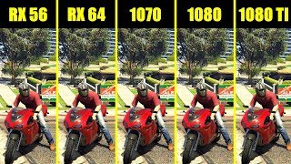 GTA 5 Nvidia 1080 TI Vs 1080 Vs 1070 Vs AMD RX 64 Vs RX 56 Frame Rate Comparison [upl. by Suzetta]