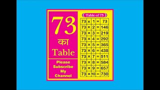 73 ka table  Table of 73  learn tables  multiplication tables  73 ka Pahada  Times table [upl. by Ardme]