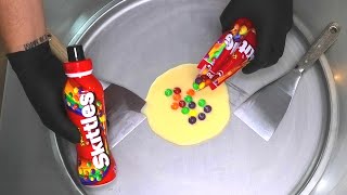 Skittles Ice Cream Rolls  how to make Skittles Ice Cream with colorful Candy  most satisfying ASMR [upl. by Nodgnal495]