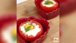 Tomates aux oeufs cocotte [upl. by Nanni]