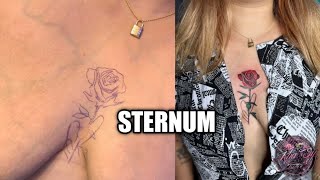 STERNUM TATTOO sternum tattoo tattooartist femaletattooartist tiktok fbreels reels [upl. by Assirahs]