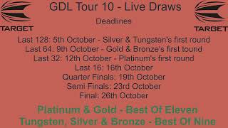 Live draw  GDL Tour 10  GDL Online Darts [upl. by Oilime]