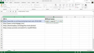 Extract Domain Without the WWW from a URL  Excel [upl. by Ehttam]
