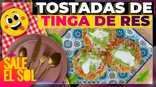 Receta de tostadas de tinga de res con la chef Ingrid Ramos y Juan Soler  Sale el Sol [upl. by Ellenuahs]