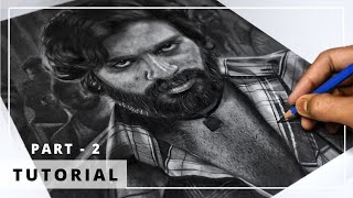 How to Draw HYPER REALISTIC PORTRAIT  Tutorials for BEGINNERS  PART  02  HAIR  alluarjun [upl. by Avek]