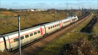 Trains TGV SNCF LYRIA Pleine Voie LGV SE à SERVON [upl. by Yentirb882]