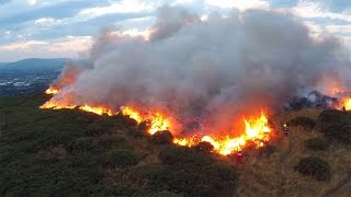 Firefighters tackle huge gorse fire at Bray Head in Wicklow [upl. by Langston]