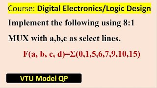 Implement the following using 81 MUX with abc as select lines FabcdΣ0156791015 [upl. by Peg]