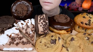 ASMR Chocolate Desserts Chocolate Chip Muffin Cookies Donut Cream Pie Ice Cream Cookie Sandwich [upl. by Eenel]