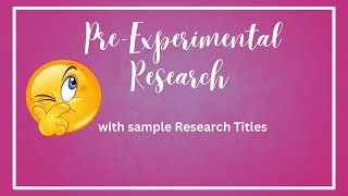 How to make a Preexperimental Research [upl. by Odlonra]