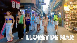 Evening walk along the main street of Lloret de Mar 4K [upl. by Edlin]