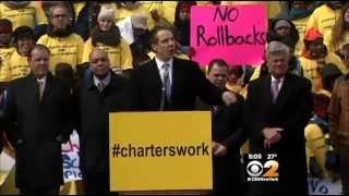 Gov Cuomo Deals Crushing Blow To De Blasio At Charter School Rally [upl. by Htabazile827]