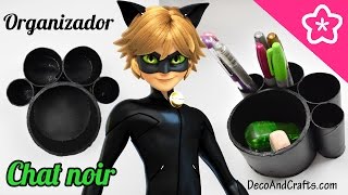 Como hacer un Organizador de lápices con tubos de cartón CHAT NOIR FACIL DIY  DecoAndCrafts [upl. by Aztiram511]