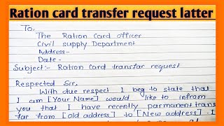 Application to the Ration card officer for transfer ration card one place to another place l [upl. by Liebman]