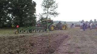 Tandem John Deere Tractors Plowing [upl. by Cawley]