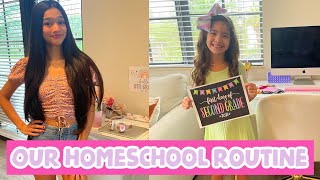 HOMESCHOOL MORNING ROUTINE FIRST DAY OF SCHOOL JASMINE AND BELLA [upl. by Kielty423]