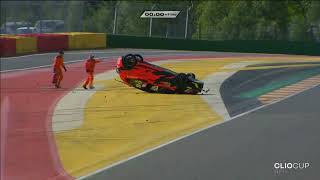 Renault Clio Cup Europe 2023 Race 2 Circuit de SpaFrancorchamps Crash Flip [upl. by Dnomyad]