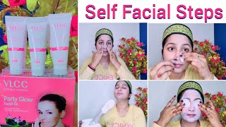 Vlcc party glow facial at home step by stepSelf facial steps tutorialVlcc facial kitFacial steps [upl. by Oiratno897]