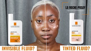 LA ROCHE POSAY ANTHELIOS ULTRALIGHT INVISIBLE FLUID vs TINTED FLUID SPF 50  REVIEW ON DARK SKIN [upl. by Sirej]